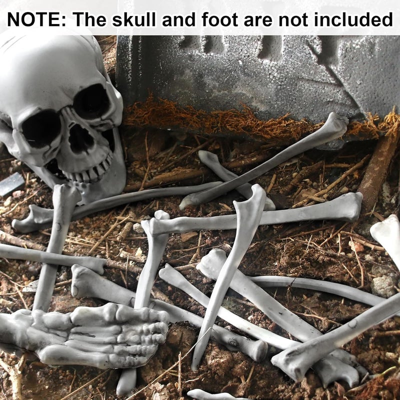 GameXcel Halloween Skeleton Bones - Plastic Life-Size Bones Set Yard Decoration - Props for Graveyard Haunted House Indoor & Outdoor Deco (15PCS) - Image 2